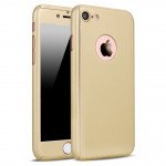 Wholesale iPhone 7 Plus Full Cover Hybrid Case with Tempered Glass (Champagne Gold)